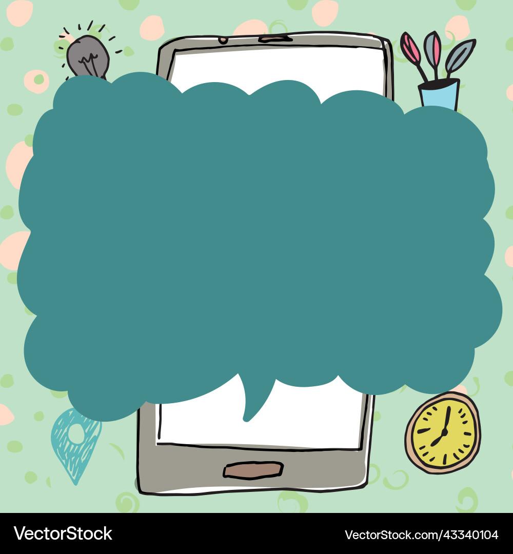 Speech bubble with important message above mobile Speech bubble with important message above mobile vector image