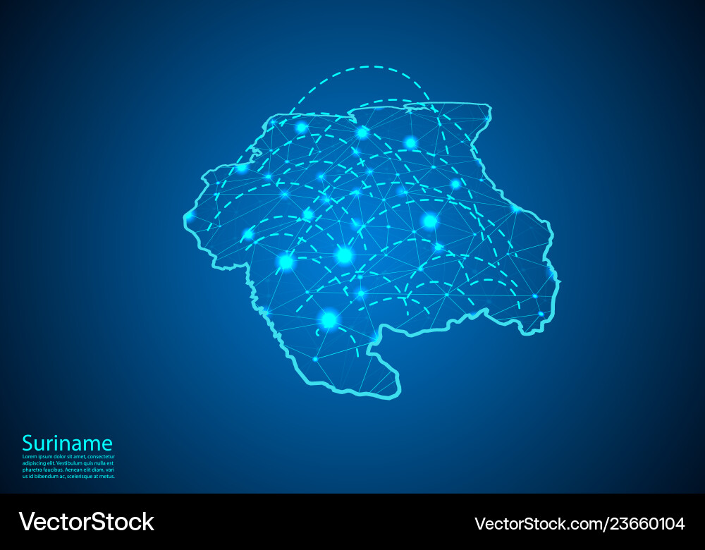 Suriname-Karte mit Knoten durch Linien-Konzept verknüpft Suriname-Karte mit Knoten durch Linien-Konzept verknüpft vektorbild