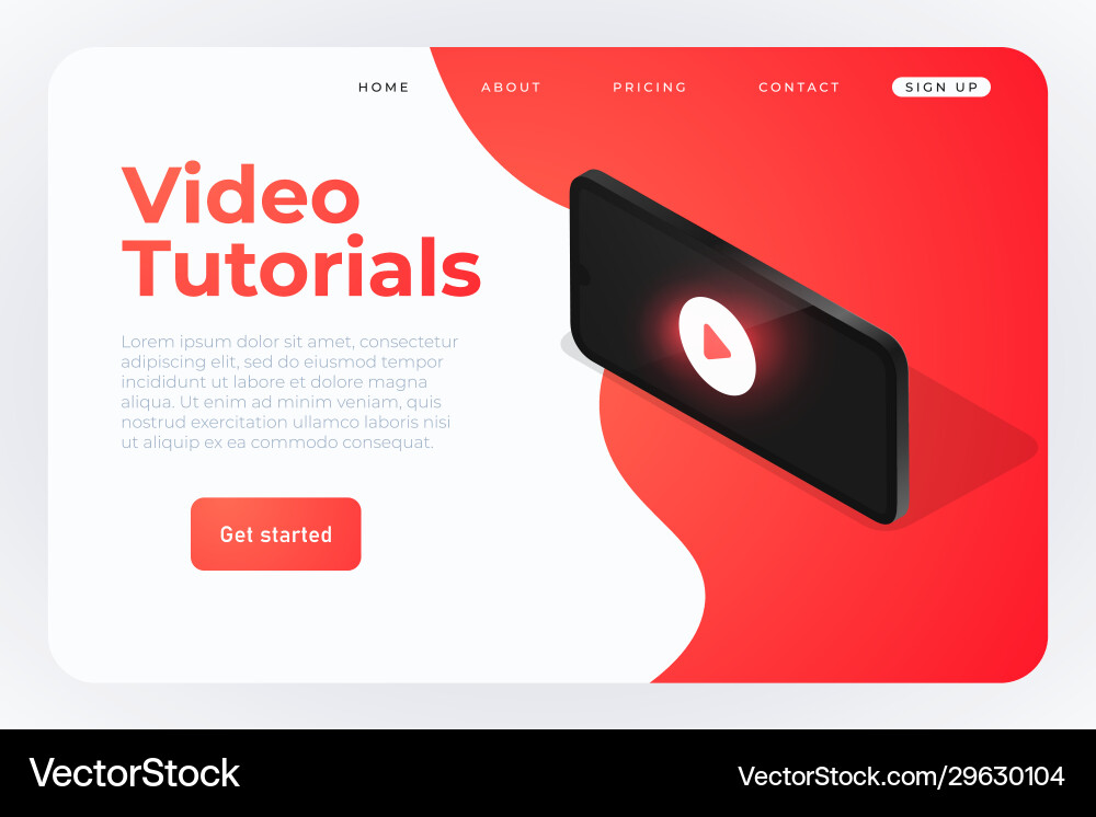 Video tutorials isometric banner concept with 3d Video tutorials isometric banner concept with 3d vector image