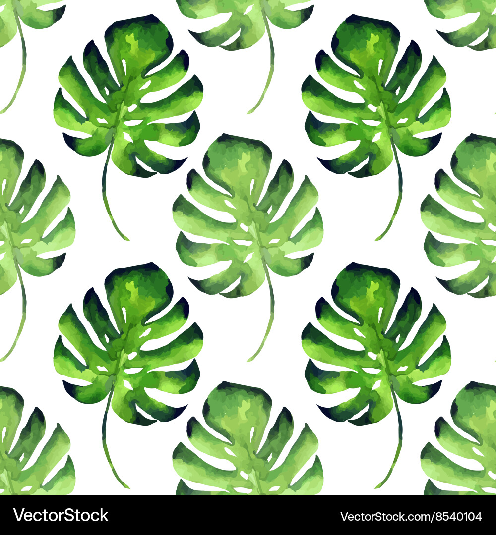 Watercolor Leaf Seamless Pattern vector image