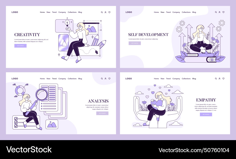 Website banner set featuring soft skills Vector Image