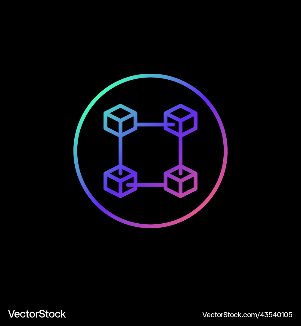 Blockchain Line Icon - Block Chain vector image