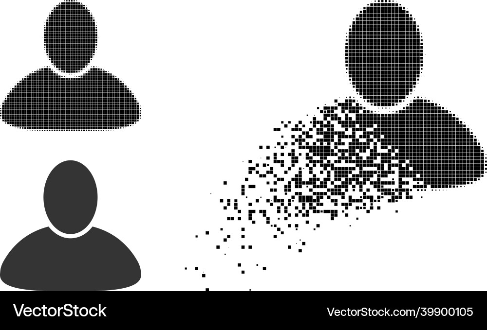 Burst pixelated guy icon with halftone version Vector Image