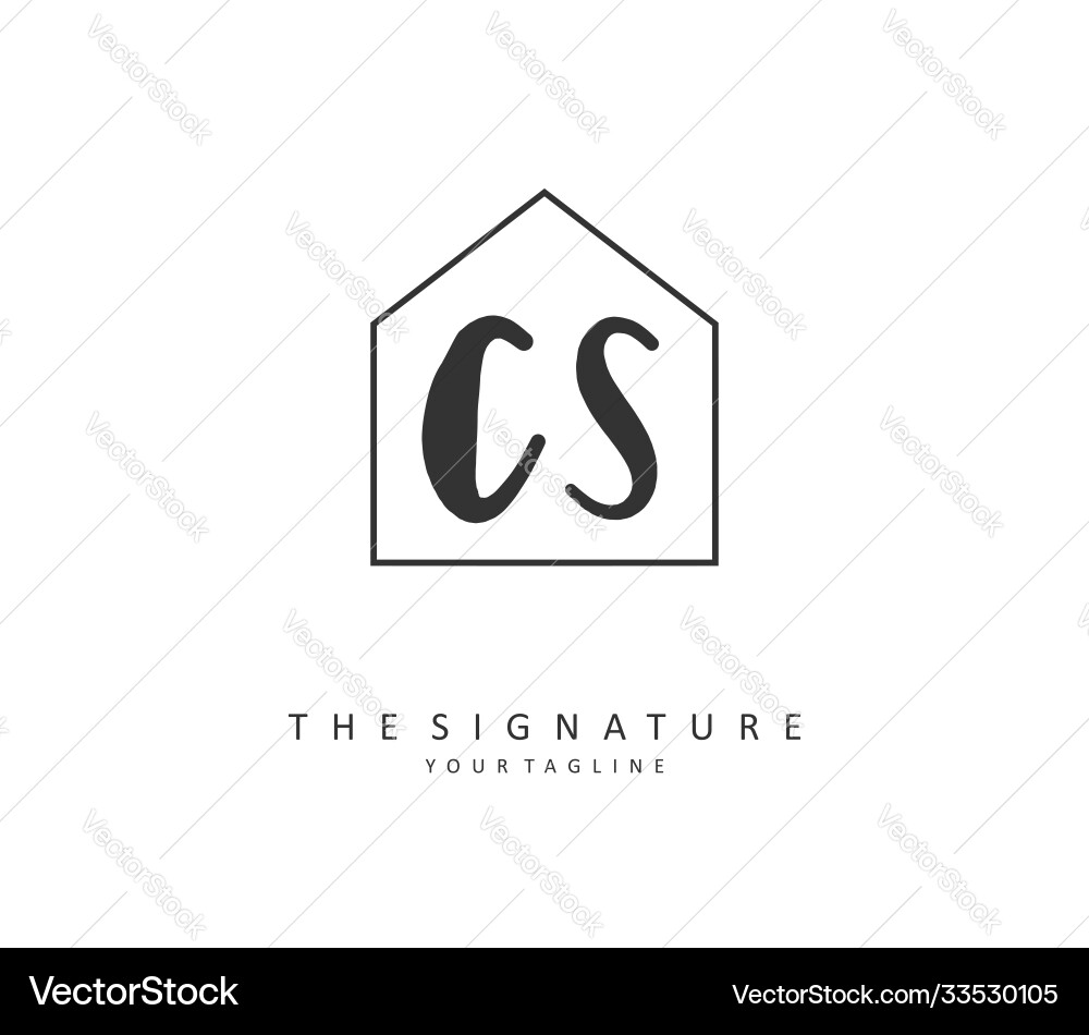 C s cs initial letter handwriting and signature vector image