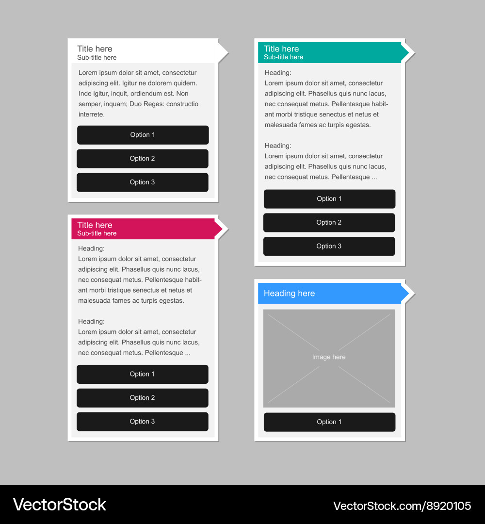 Clean user interface pop up information panels vector image