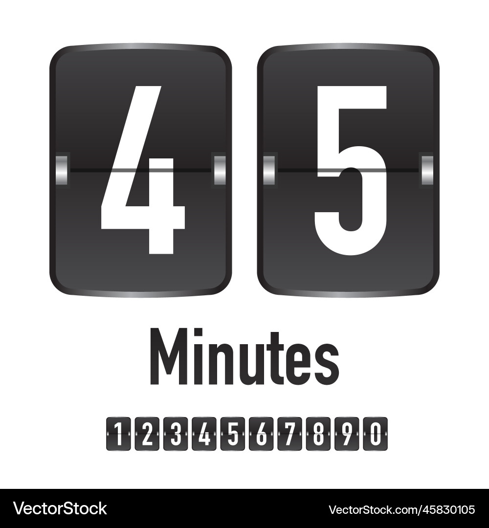 Coutdown timer flip board of minutes Coutdown timer flip board of minutes vector image