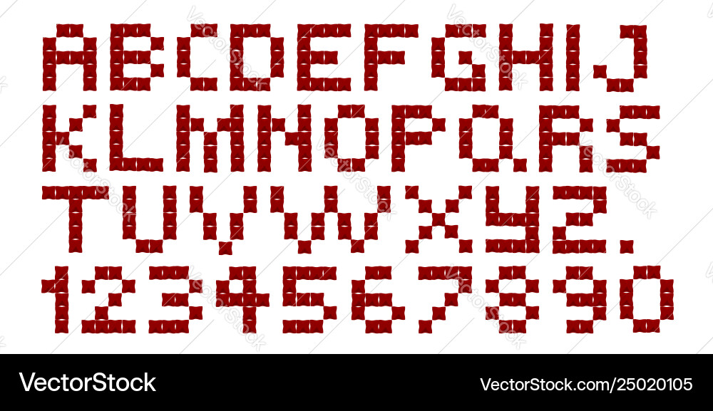 Cross Stitch Alphabet & Numbers Pattern vector image