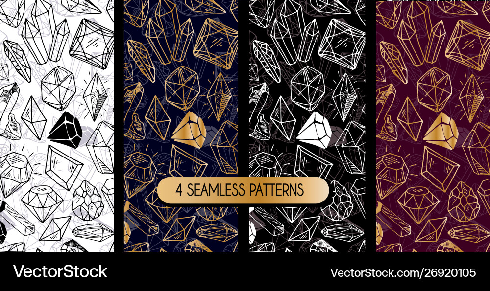 Crystal Gem Pattern Set vector image