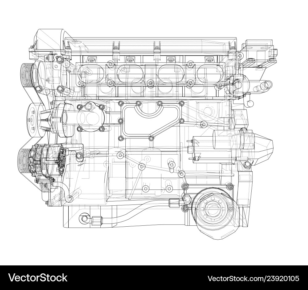 Engine sketch rendering of 3d Vector Image