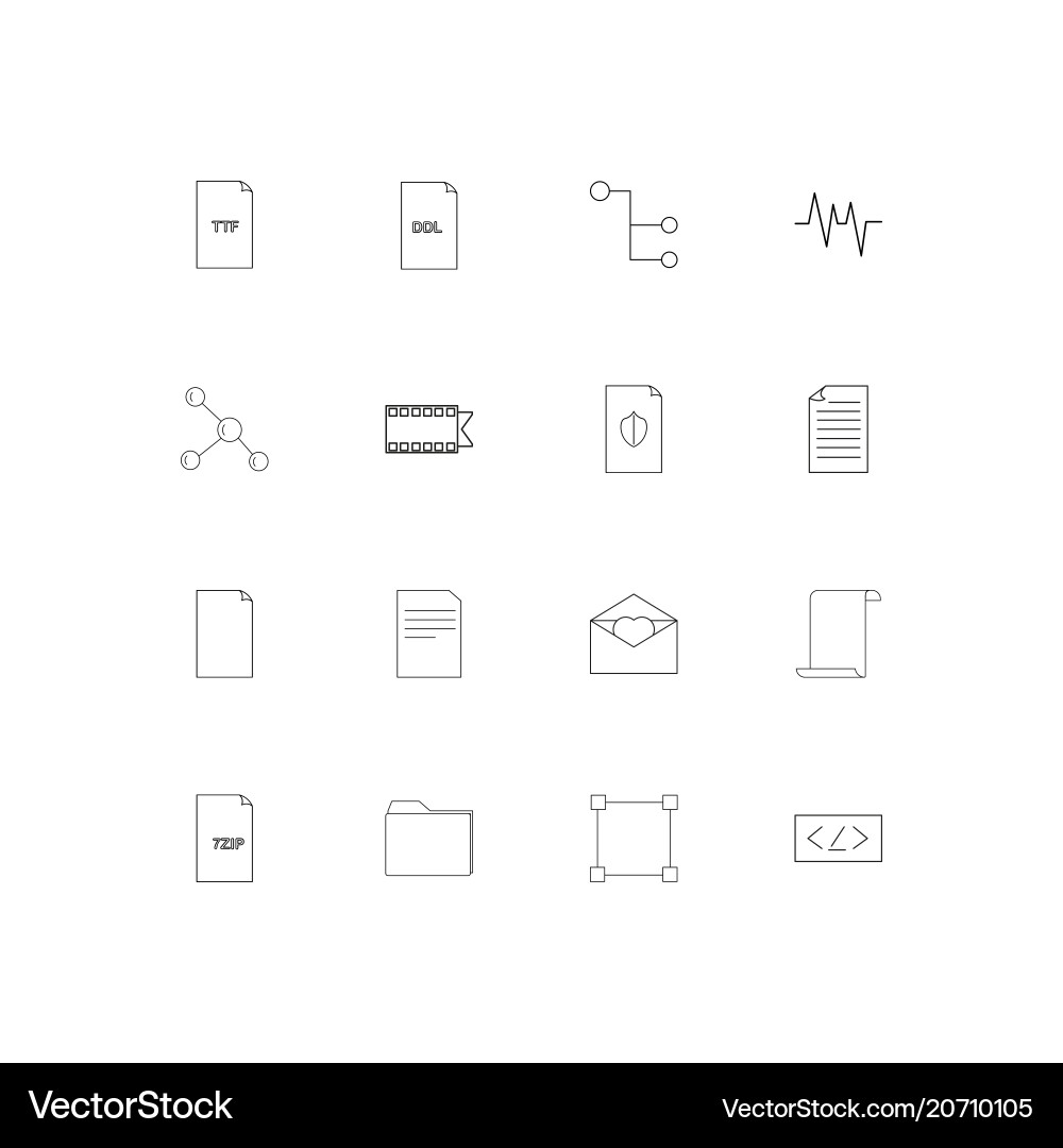 Files and folders sign simple linear icons set vector image