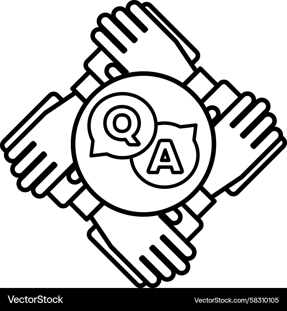 Four Hands Holding Q&A Symbol Vector Image