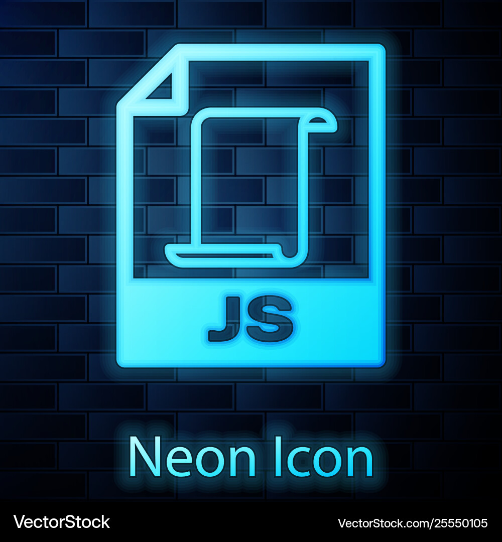 Glowing neon js file document icon download Glowing neon js file document icon download vector image