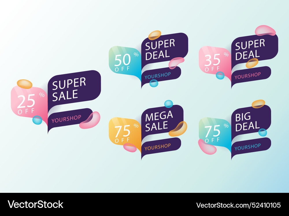Gradient discount numbers template vector image