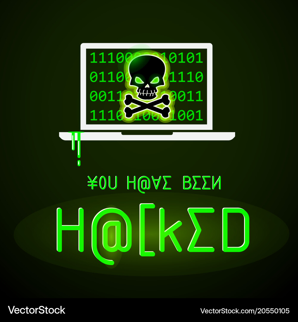 Hacked Laptop Warning Vector Image