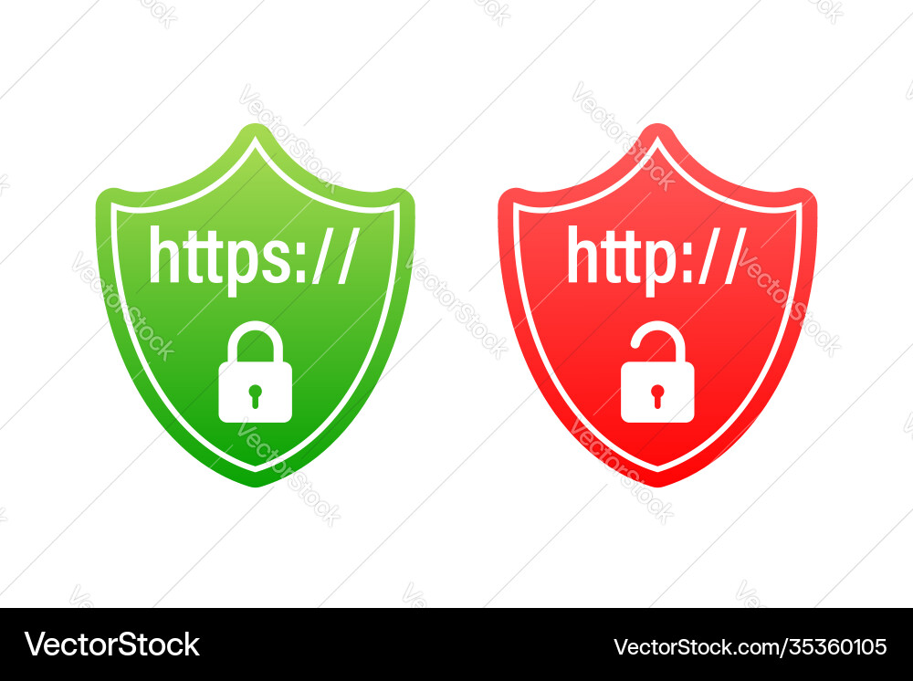 Http and https protocols on shield Http and https protocols on shield vector image