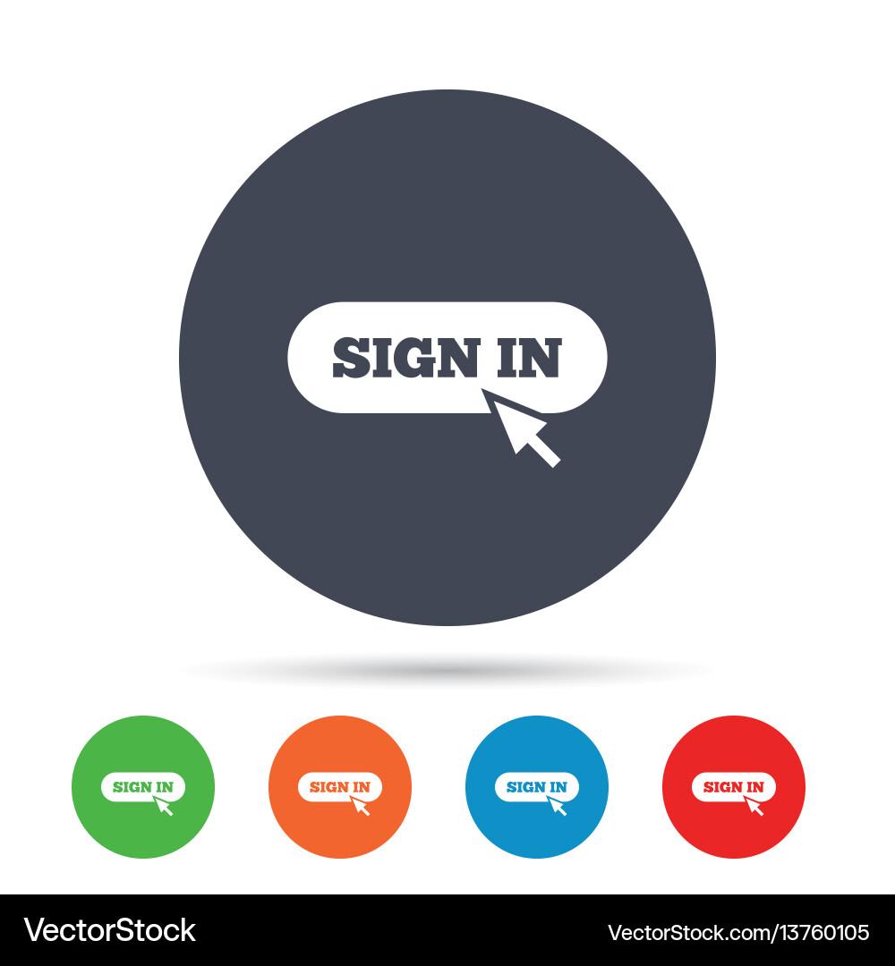 Melden Sie sich mit Cursor Pointer Symbol Login Symbol Vektorbild