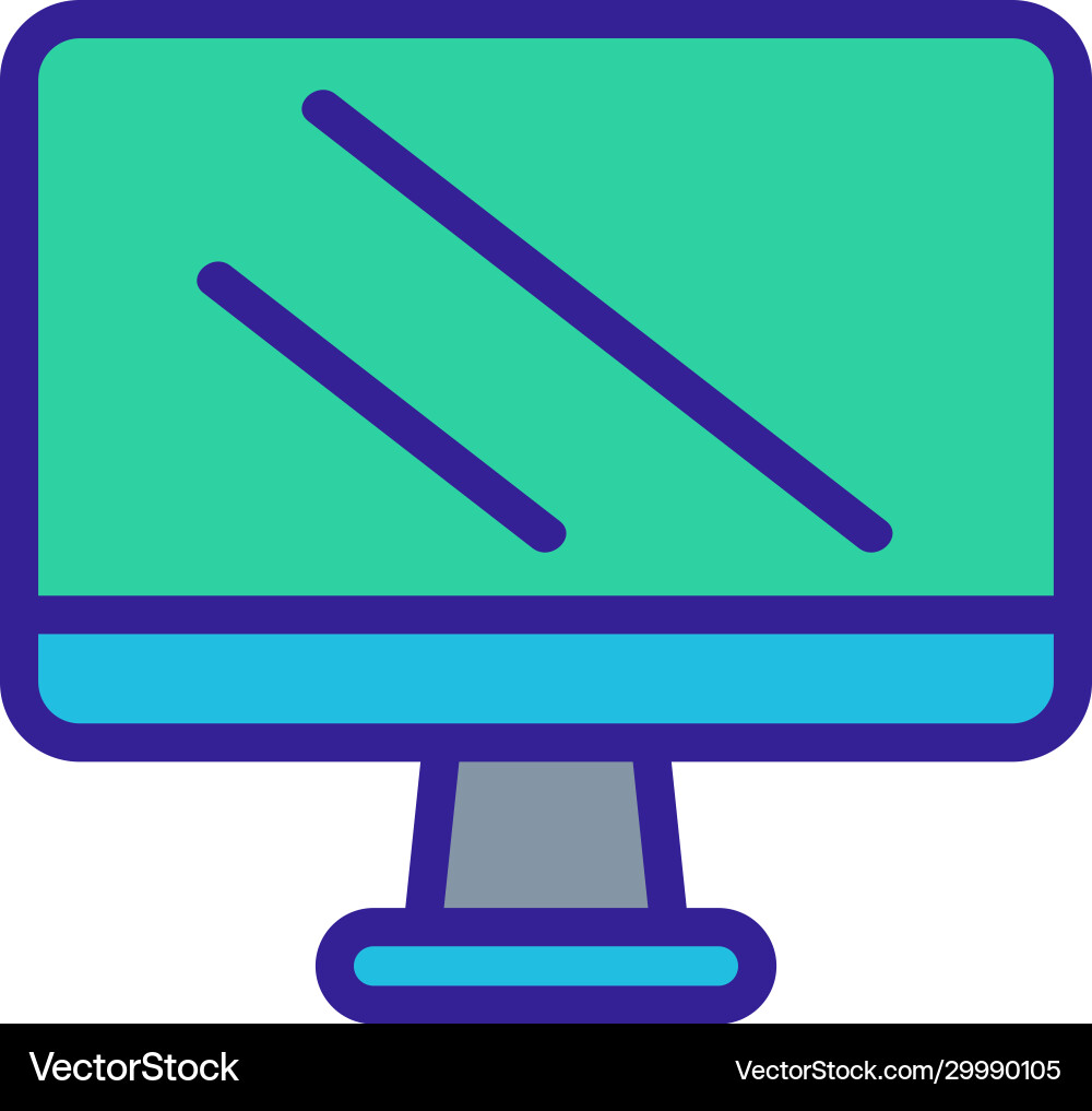 Modern computer icon isolated contour Modern computer icon isolated contour vector image