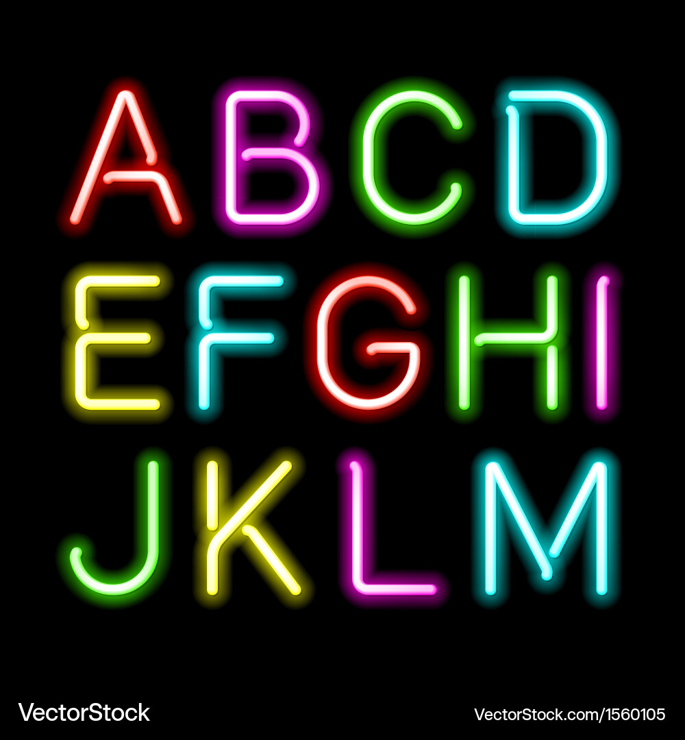 Neon Alphabet Glow Sign Vector Image