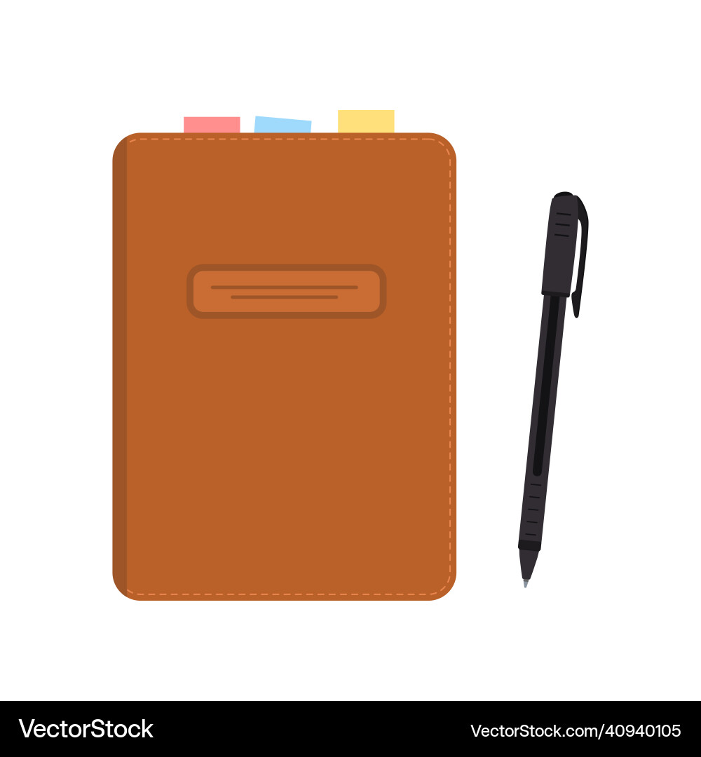 Notebook and pen isolated on white background Notebook and pen isolated on white background vector image