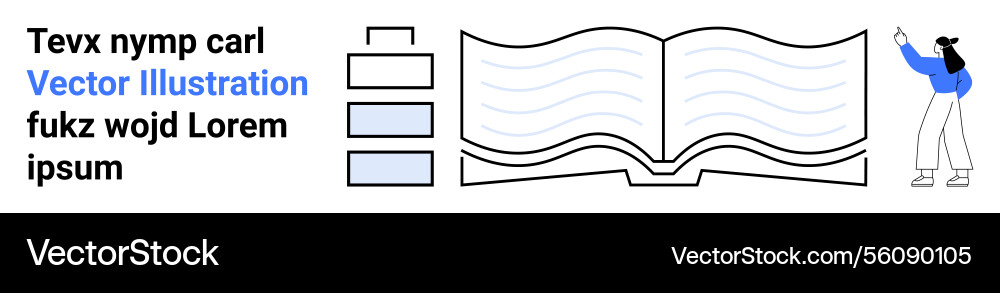 Open book with layering elements and a person Open book with layering elements and a person vector image
