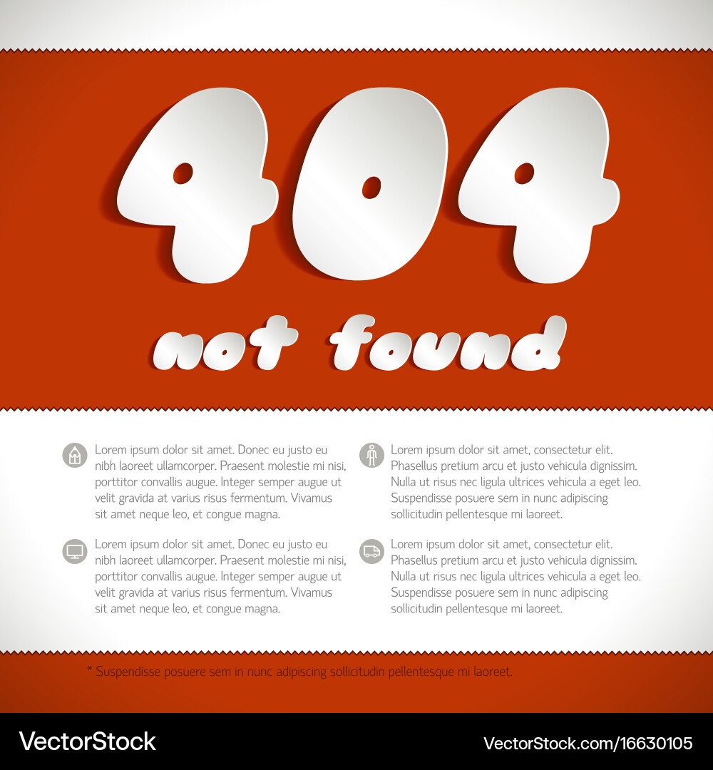 Page not found error 404 on red background vector image