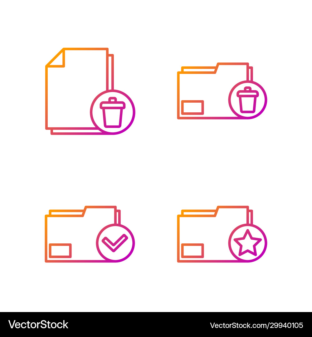 Set line document folder with star Set line document folder with star vector image