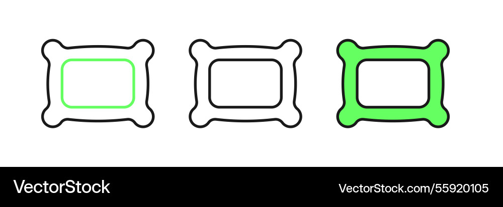 Set line rectangular pillow icon isolated Vector Image