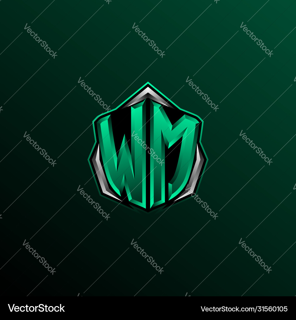 Shield WM Initial Logo vector image