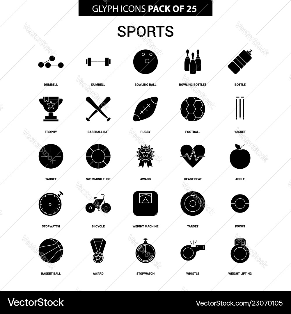 Sports glyph icon set Sports glyph icon set vector image