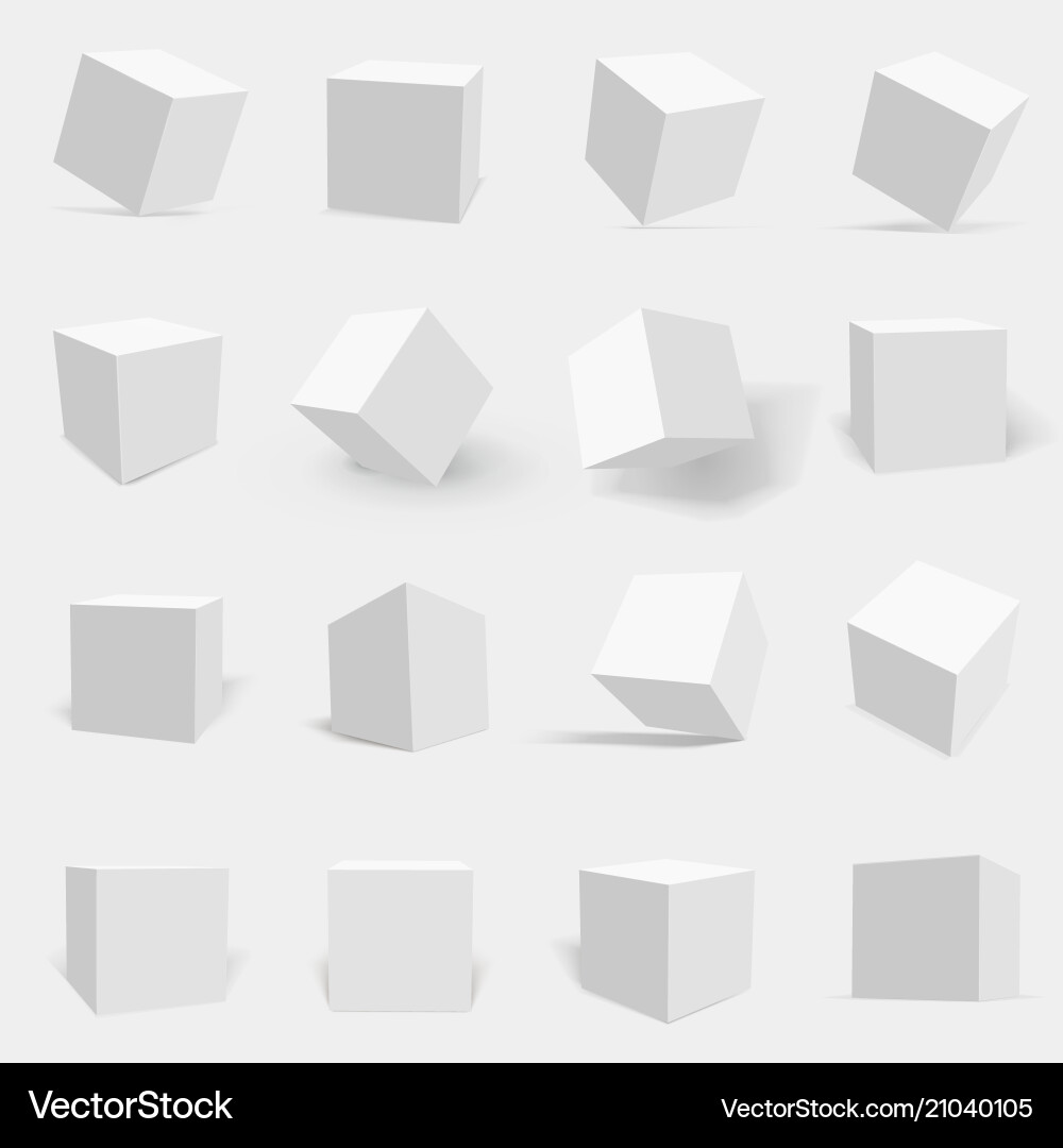 White Cube Set - 3D Modern Vector Image