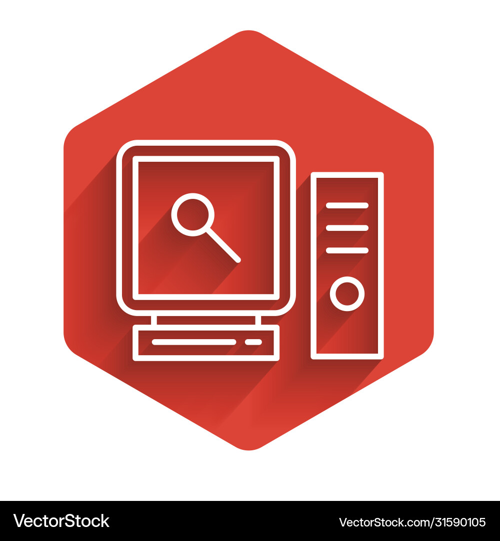 White line search on computer screen icon isolated White line search on computer screen icon isolated vector image