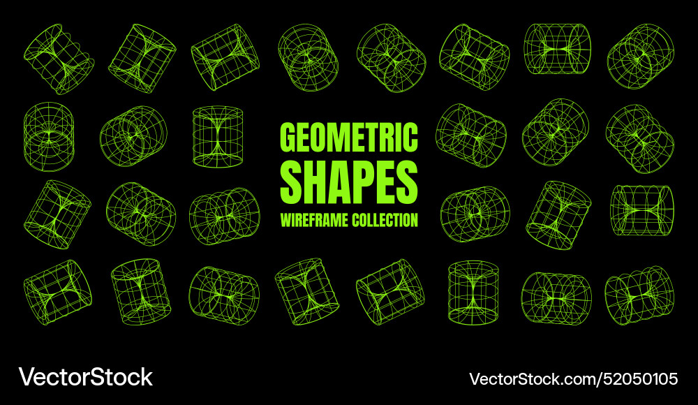 Wireframe lined shapes perspective mesh 3d grid Wireframe lined shapes perspective mesh 3d grid vector image