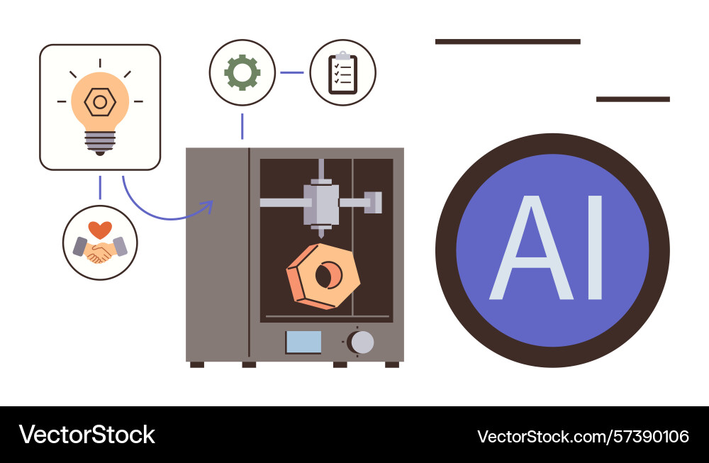 3d printer creating object with ai integration 3d printer creating object with ai integration vector image