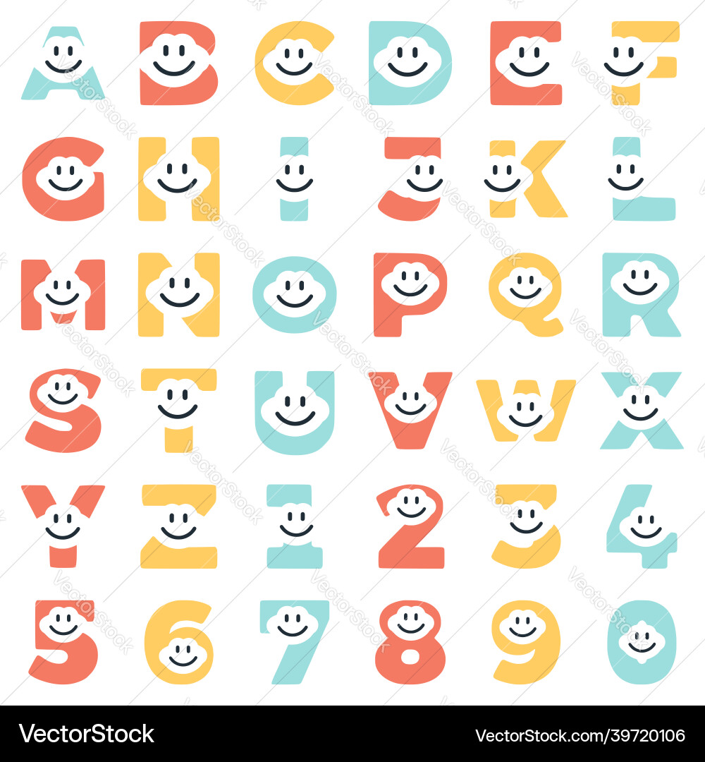 A set of funny letters and numbers characters vector image
