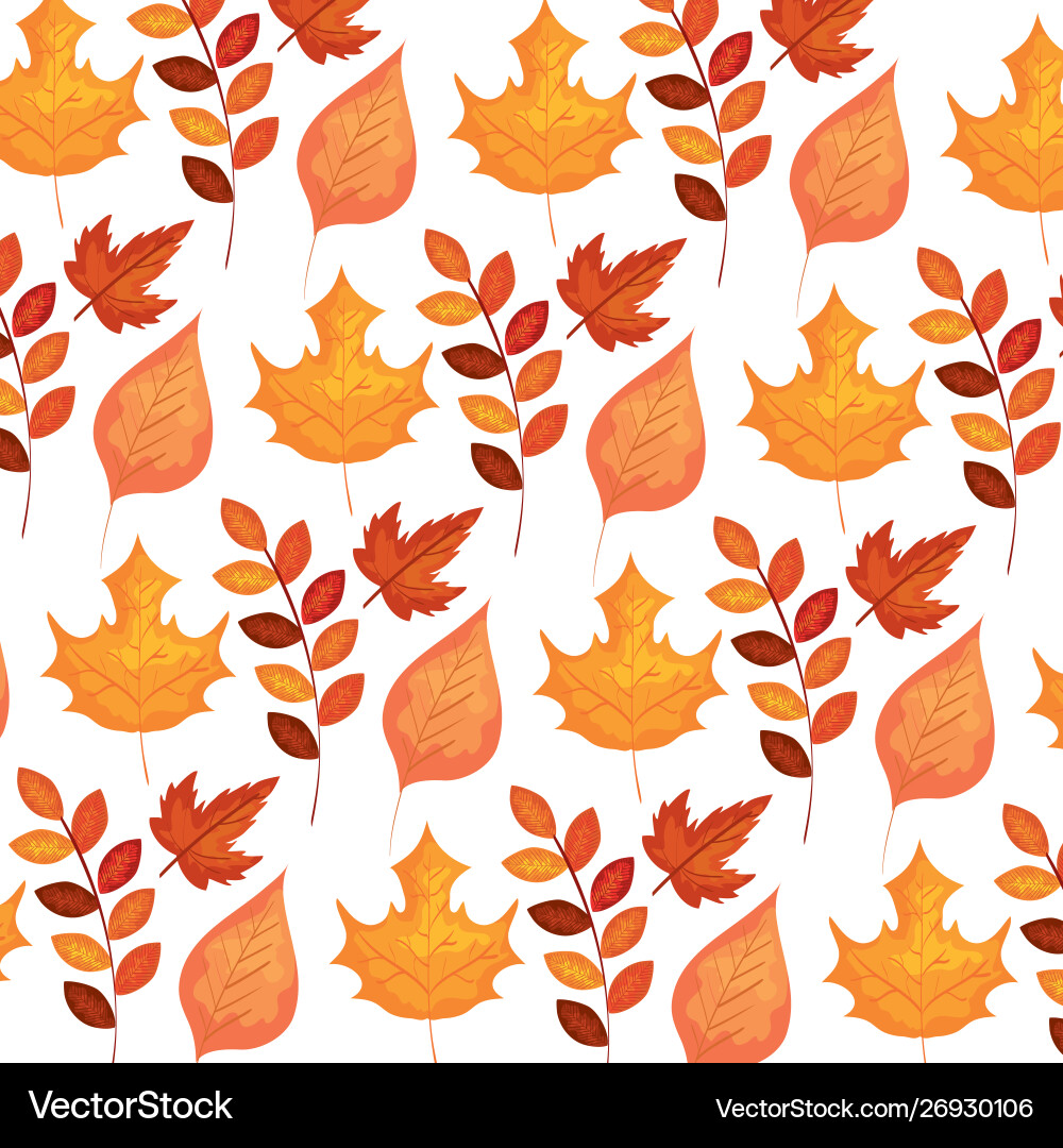 Autumn branch and dry maple leafs pattern vector image