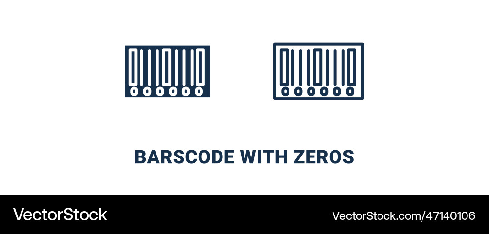 Barscode with zeros icon outline and filled vector image