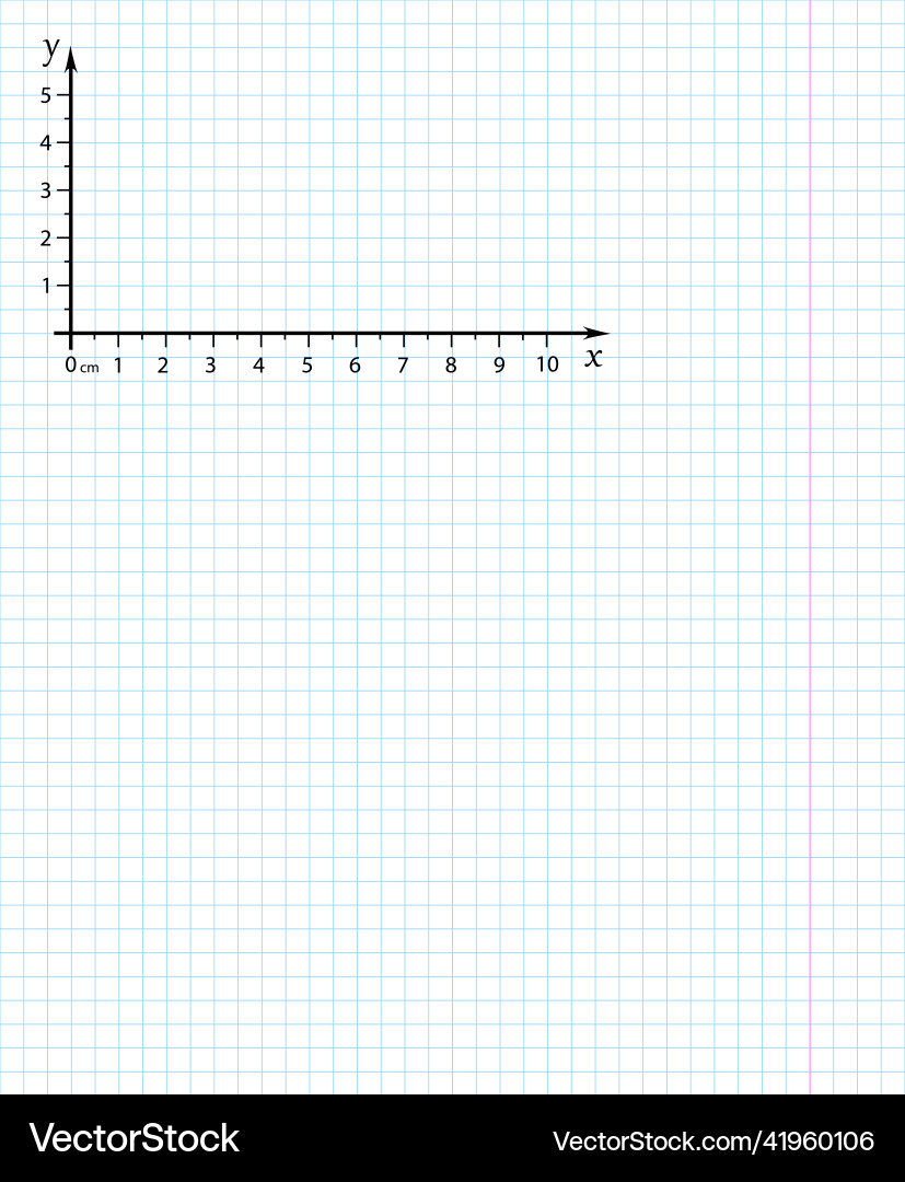 Cartesian coordinate system on a notebook sheet Vector Image