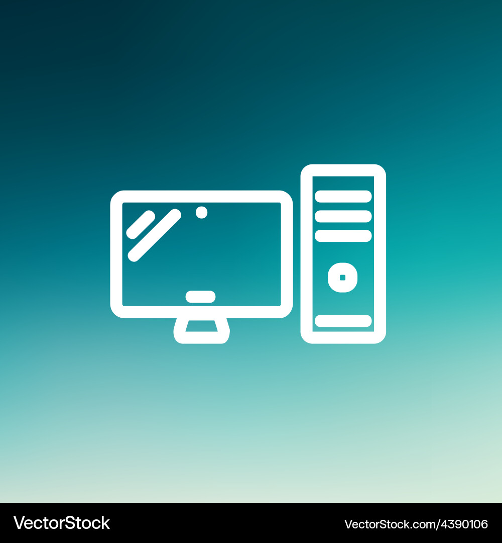 Cpu and monitor thin line icon Vector Image
