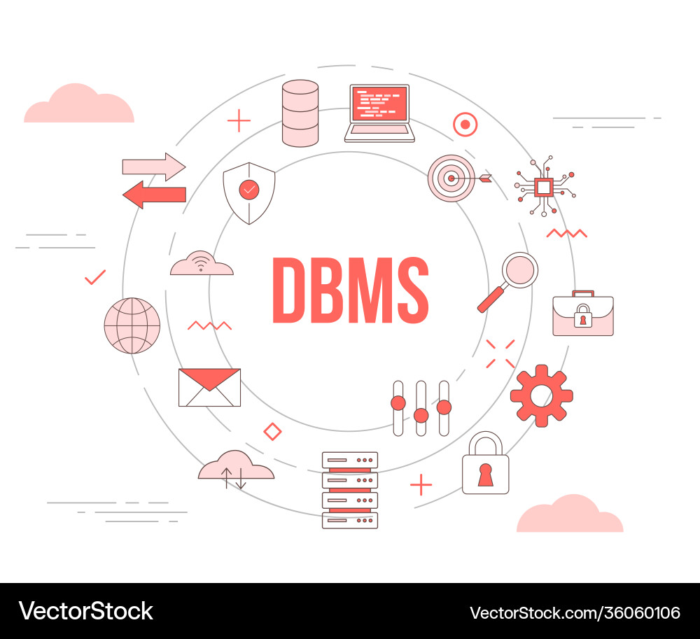 Dbms database management system concept with icon Vector Image