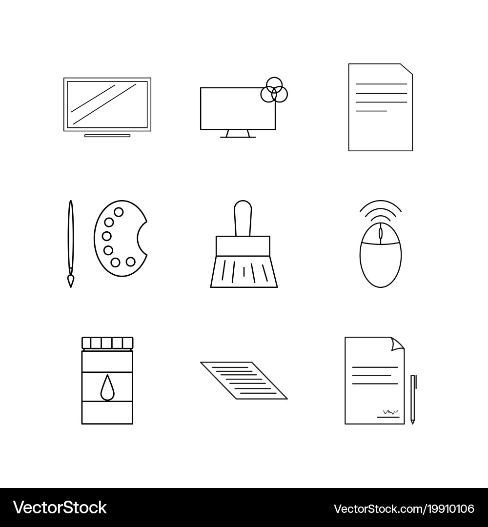 Design elements linear icon set simple outline vector image