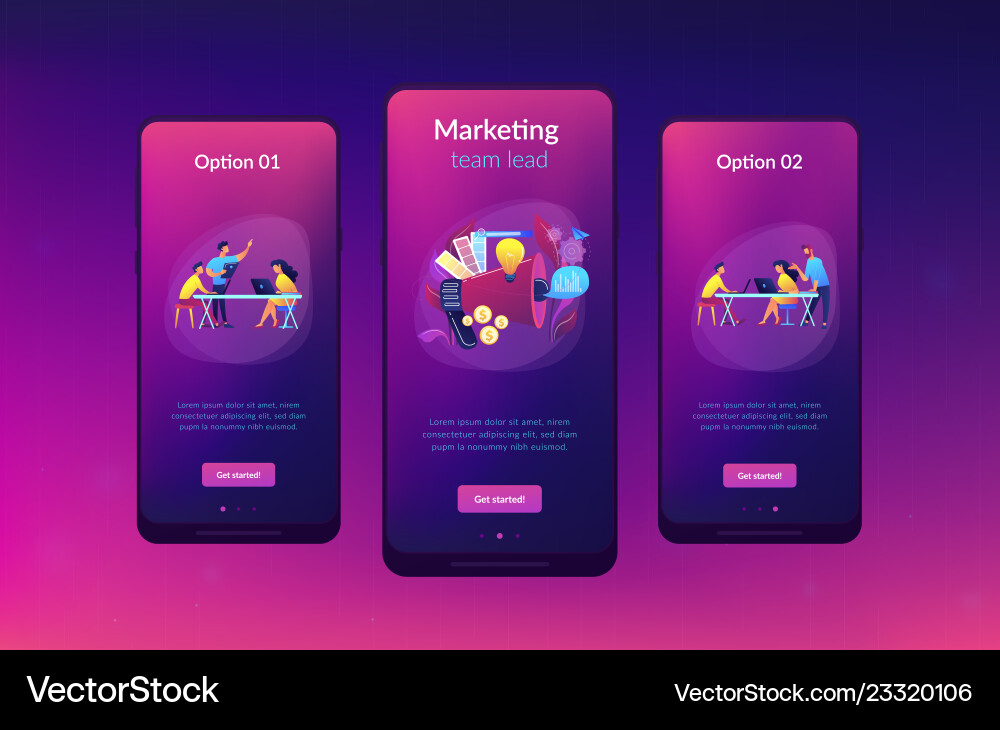 Digital marketing team app interface template Digital marketing team app interface template vector image