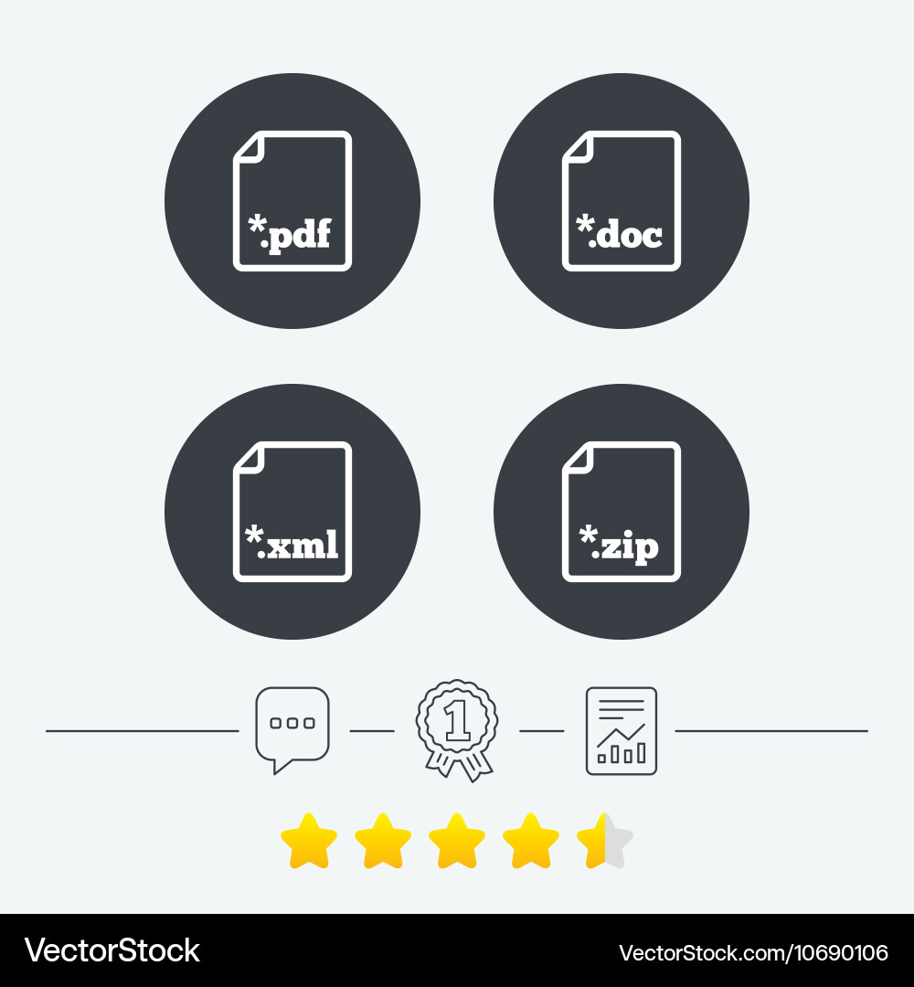 Document signs file extensions symbols Vector Image