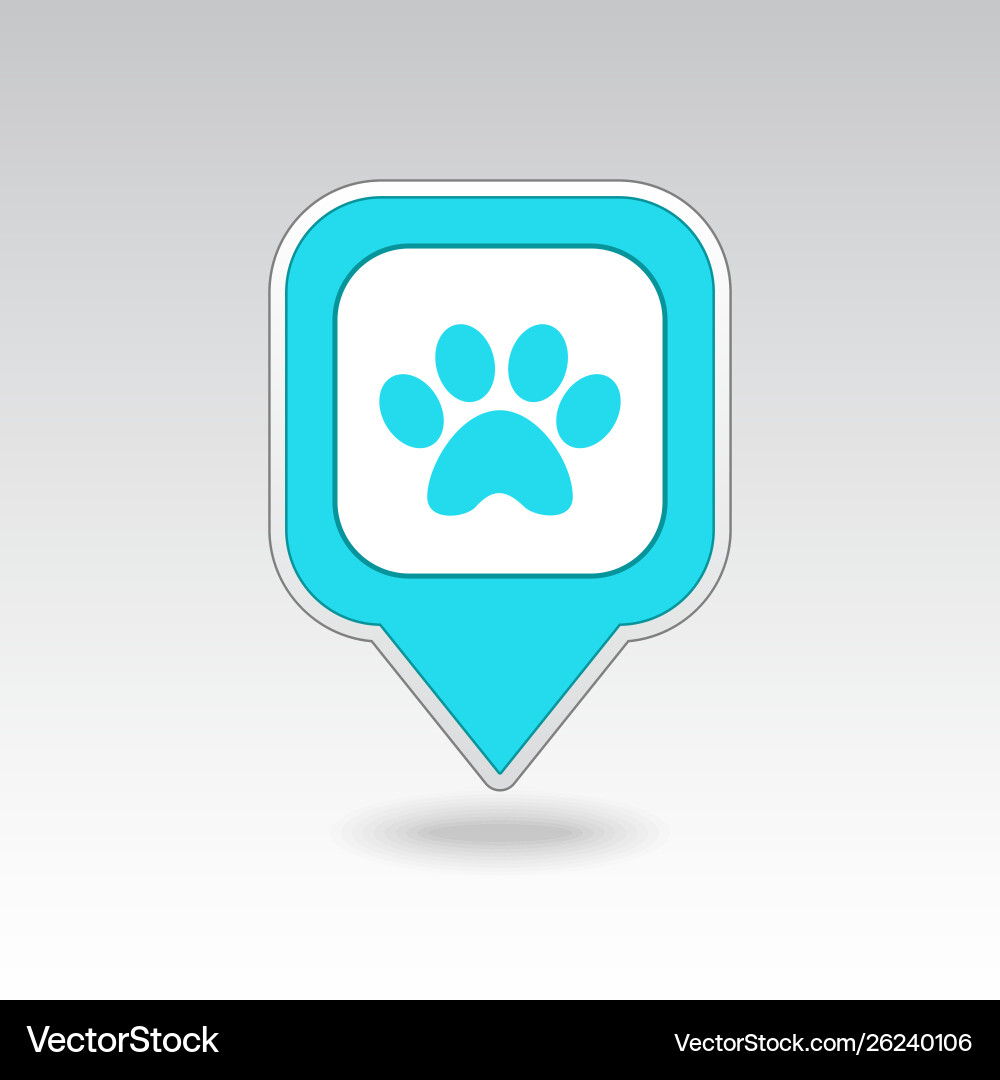 Dog paw pin map icon pointer markers Vector Image