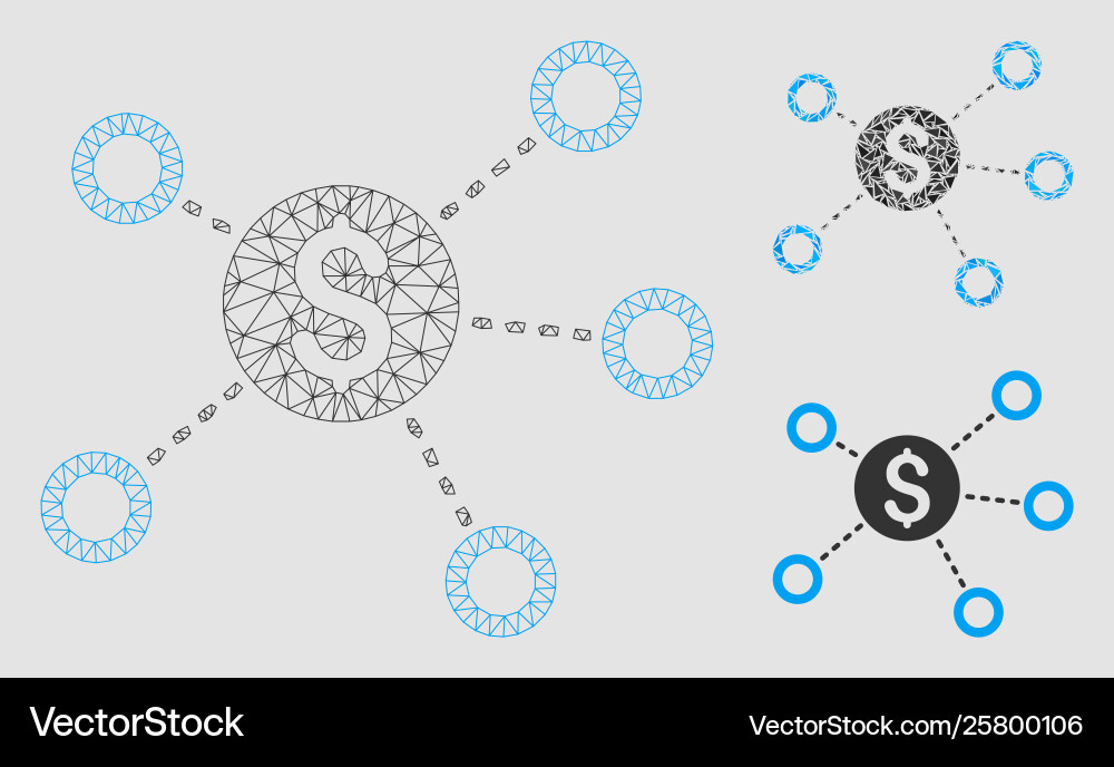 Dollar network links mesh wire frame model Dollar network links mesh wire frame model vector image
