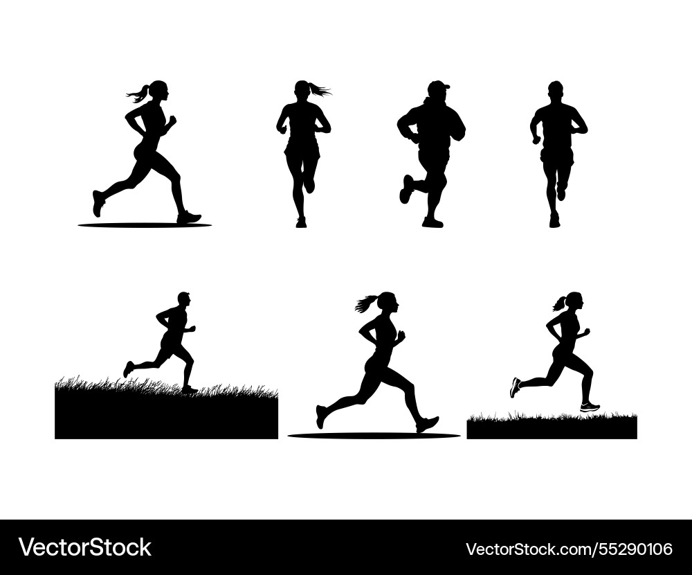 Dynamic running silhouette bundle for active Vector Image