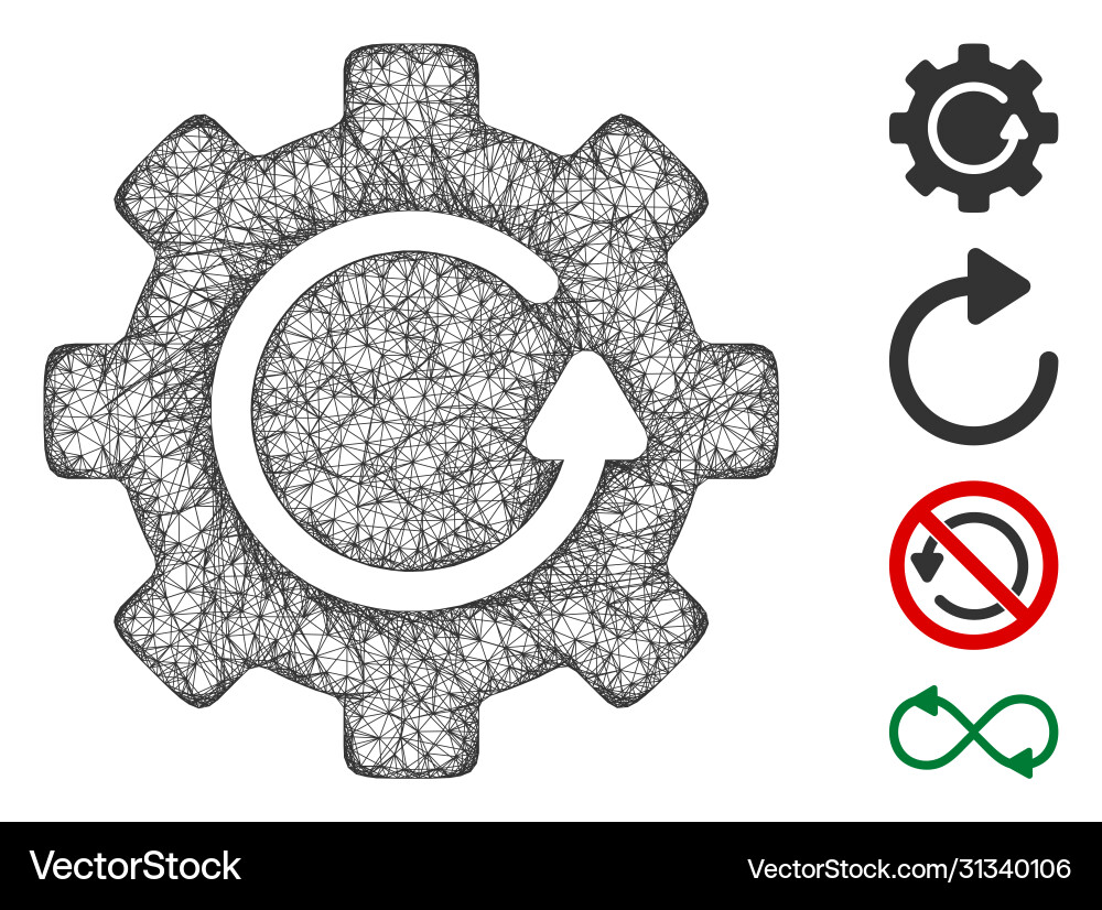 Gear rotation web mesh Gear rotation web mesh vector image