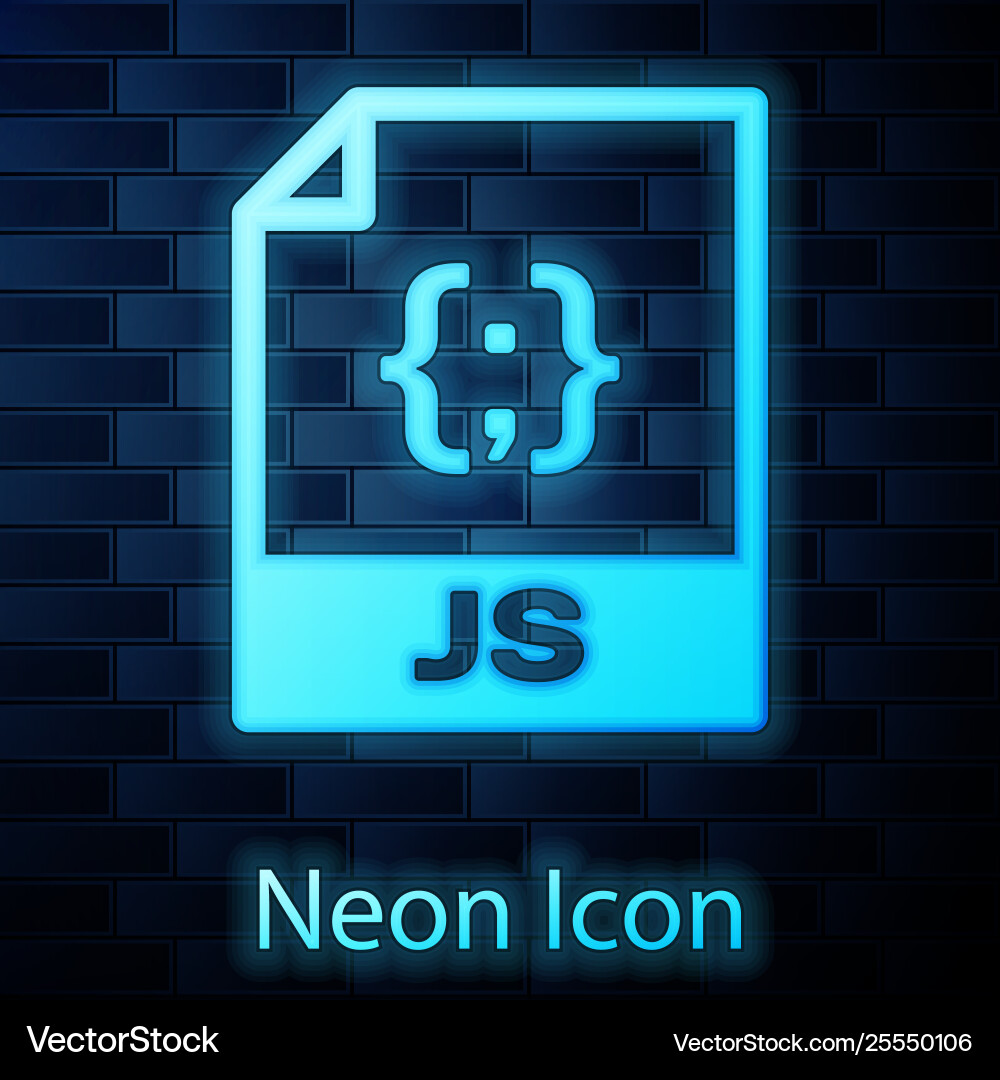 Glowing neon js file document icon download Glowing neon js file document icon download vector image
