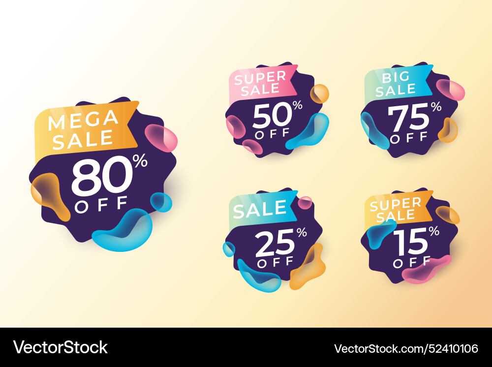 Gradient discount numbers template vector image