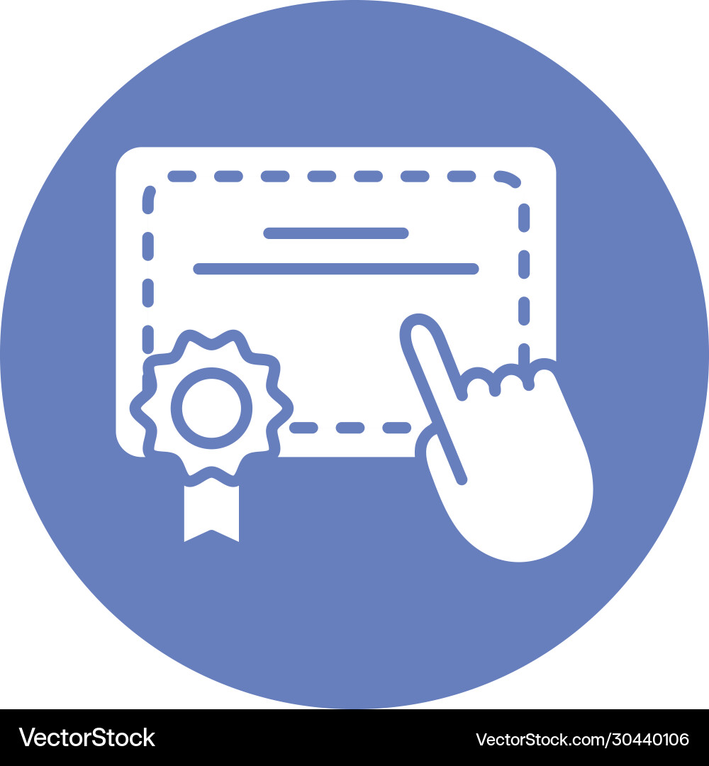 Graduation certificate with hand cursor block Graduation certificate with hand cursor block vector image