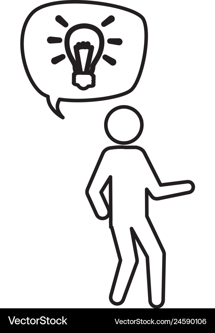 Human figure with bulb silhouette icon Vector Image